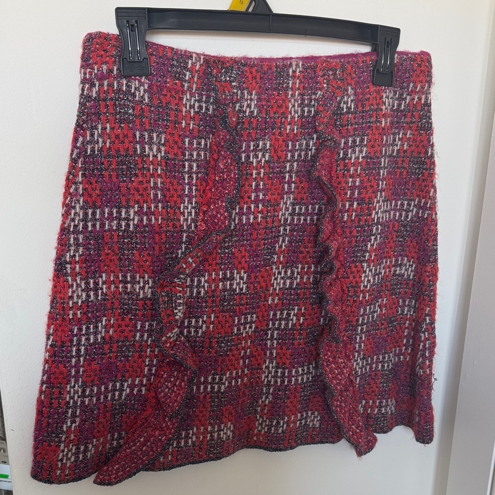 Zara Red and Black Plaid A-Line Skirt